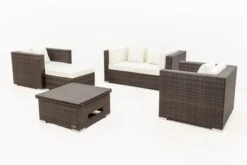 OUTFLEXX Loungemöbel-Set, Polyrattan, Braun Marmoriert, 5 Pers, Wasserfeste Kissenbox, Inkl. Loungetisch -MBM Verkäufe 10 16066 BOX D.jpg