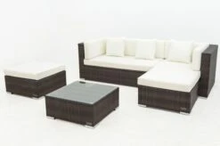 OUTFLEXX Loungemöbel-Set, Braun Marmoriert, 5 Pers, Polyrattan, Wasserfeste Kissenbox, Inkl. Beistelltisch -MBM Verkäufe 10 16068 BOX B.jpg