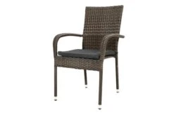 Ploß Rocking Basic Stapelstuhl, Grau/braun-meliert, Polyrattan, 56 X 64 X 92 Cm, Inkl. Polster