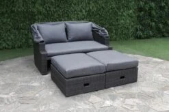 OUTFLEXX Fontana Loungebett, Grau, Polyrattan, Doppel-halbrund, Mit Unterschiebbaren Hockern, Dach Klappbar -MBM Verkäufe 12 18545.jpg