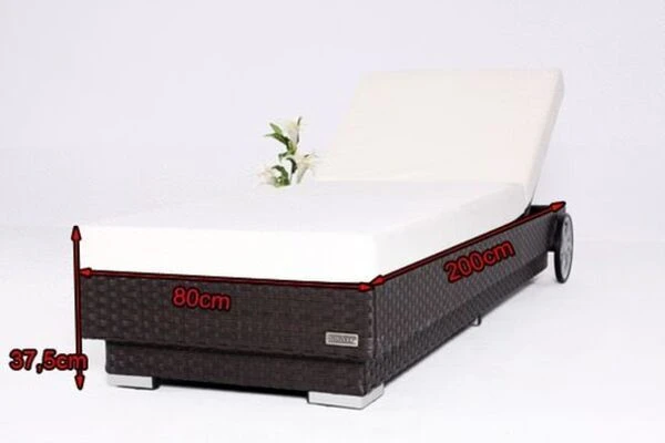 OUTFLEXX Sonnenliege, Braun, Polyrattan, 200x80x37,5cm, Inkl. Polster, Rückenlehne 4-stufig Verstellbar 5 OUTFLEXX Sonnenliege, Braun, Polyrattan, 200x80x37,5cm, Inkl. Polster, Rückenlehne 4-stufig Verstellbar – Bild 5