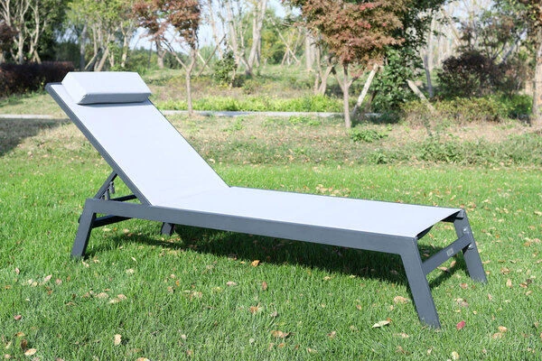 VILLANA Gartenliege, Anthrazit/grau, Aluminium/Textil, 198 X 60 X 32 Cm, Verstellbar 2 VILLANA Gartenliege, Anthrazit/grau, Aluminium/Textil, 198 X 60 X 32 Cm, Verstellbar – Bild 2