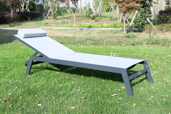 VILLANA Gartenliege, Anthrazit/grau, Aluminium/Textil, 198 X 60 X 32 Cm, Verstellbar 3 VILLANA Gartenliege, Anthrazit/grau, Aluminium/Textil, 198 X 60 X 32 Cm, Verstellbar – Bild 3