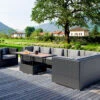 OUTFLEXX Loungemöbel-Set, Schwarz, Polyrattan, Für 8 Personen, Inkl. Loungetisch, Wasserfeste Kissenbox