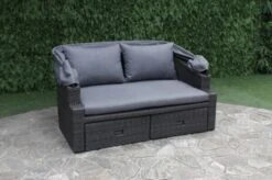OUTFLEXX Fontana Loungebett, Grau, Polyrattan, Doppel-halbrund, Mit Unterschiebbaren Hockern, Dach Klappbar -MBM Verkäufe 13 18545.jpg