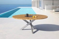 OUTFLEXX Esstisch, Edelstahl/FSC-Teakholz, Ø 170cm, Inkl. Drehbarer Granitplatte Und Eiskühler -MBM Verkäufe 16027 2 CGI.jpg