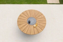 OUTFLEXX Esstisch, Edelstahl/FSC-Teakholz, Ø 170cm, Inkl. Drehbarer Granitplatte Und Eiskühler -MBM Verkäufe 16027 3 CGI.jpg