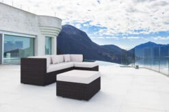 OUTFLEXX Loungemöbel-Set, Braun Marmoriert, 5 Pers, Polyrattan, Wasserfeste Kissenbox