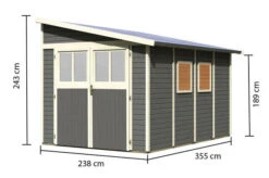 KARIBU Anlehnhaus Bomlitz 4, Terragrau, Fichtenholz 19mm, 255 X 355 X 243 Cm, Pultdach, Exkl. Fußboden -MBM Verkäufe 17864 6 05.jpg