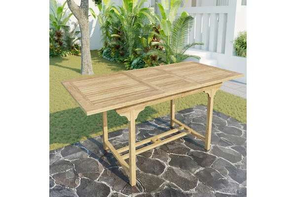 OUTFLEXX Ontario Ausziehtisch, Natur, Teakholz, 160/210x90cm, Fein Geschliffen 1 OUTFLEXX Ontario Ausziehtisch, Natur, Teakholz, 160/210x90cm, Fein Geschliffen