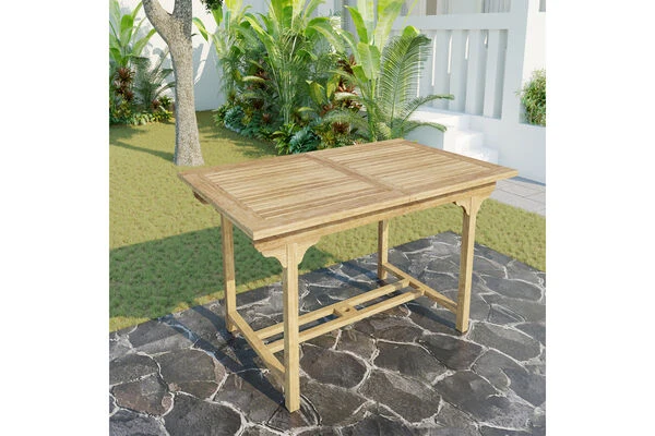 OUTFLEXX Ontario Ausziehtisch, Natur, Teakholz, 160/210x90cm, Fein Geschliffen 3 OUTFLEXX Ontario Ausziehtisch, Natur, Teakholz, 160/210x90cm, Fein Geschliffen – Bild 3