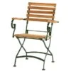 Ploß Verona Klappstuhl, Natur/grün, FSC Teak/Eisen, Mit Armlehnen