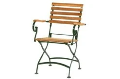 Ploß Verona Klappstuhl, Natur/grün, FSC Teak/Eisen, Mit Armlehnen