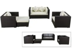OUTFLEXX Loungemöbel-Set, 5 Personen, Braun, Polyrattan, Wasserfeste Kissenbox