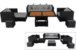 OUTFLEXX Loungemöbel-Set, Schwarz, Polyrattan, Für 6 Personen, Inkl. Loungetisch, Wasserfeste Kissenbox -MBM Verkäufe 1 1302 BOX D.jpg
