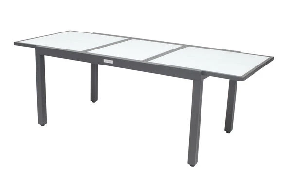 VILLANA Ausziehtisch, Anthrazit/weiß, Aluminium/Sicherheitsglas, 160/220 X 90 X 75 Cm 1 VILLANA Ausziehtisch, Anthrazit/weiß, Aluminium/Sicherheitsglas, 160/220 X 90 X 75 Cm