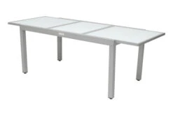 VILLANA Ausziehtisch, Silber/weiß, Alu/Sicherheitsglas, 160/220x90 Cm, Flügelmechanismus -MBM Verkäufe 1 13395 2.jpg