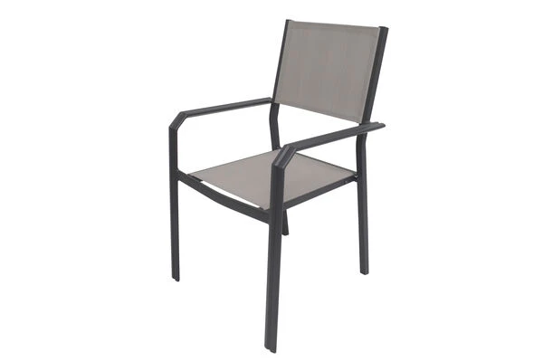 VILLANA Gartenstuhl, Anthrazit/grau, Aluminium/Textil, 58 X 57 X 90 Cm, Stapelbar 1 VILLANA Gartenstuhl, Anthrazit/grau, Aluminium/Textil, 58 X 57 X 90 Cm, Stapelbar