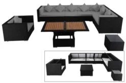 OUTFLEXX Loungemöbel-Set, Schwarz, Polyrattan, Für 8 Personen, Inkl. Loungetisch, Wasserfeste Kissenbox -MBM Verkäufe 1 1380 BOX D.jpg
