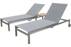 OUTFLEXX 2er-Set Rollliege, Silber, Edelstahl/Teak, 212x71x36 Cm, Mit Beistelltisch 45x45cm -MBM Verkäufe 1 14170.jpg