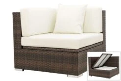 OUTFLEXX Eckelement, Braun Marmoriert, Polyrattan, 85 X 85 X 70 Cm, Wasserfeste Kissenbox
