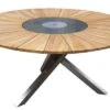 OUTFLEXX Esstisch, Edelstahl/FSC-Teakholz, Ø 170cm, Inkl. Drehbarer Granitplatte Und Eiskühler