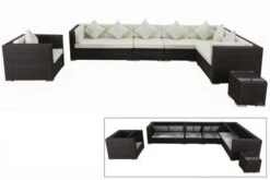 OUTFLEXX Loungemöbel-Set, Braun Marmoriert, Polyrattan, 8 Pers, Wasserfeste Kissenbox