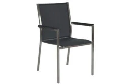 STERN Polaris Stapelsessel, Silbergrau/schwarz, Edelstahl/Textil, 61 X 54 X 89 Cm, Alu Armlehnen