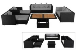 OUTFLEXX Loungemöbel-Set, Schwarz, Polyrattan, Für 9 Personen, Inkl. Loungetisch, Wasserfeste Kissenbox -MBM Verkäufe 1 1716 BOX D.jpg