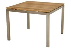 Ploß Brooklyn Tisch, Edelstahl/Teakholz, Gebürstet, 100x100cm