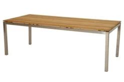 Ploß Brooklyn Tisch, Edelstahl/Teakholz, Gebürstet, 220x100cm