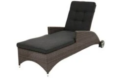 Ploß Rocking Comfort Rollliege, Grau/braun-meliert, Polyrattan, 195x65x42cm, Verstellbar, Hohe Sitzhöhe