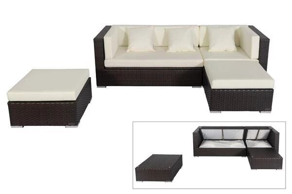 OUTFLEXX Loungemöbel-Set, Braun, Polyrattan, 5 Personen, Wasserfeste Kissenbox 1 OUTFLEXX Loungemöbel-Set, Braun, Polyrattan, 5 Personen, Wasserfeste Kissenbox