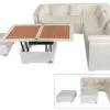 OUTFLEXX Loungemöbel-Set, Weiß, Polyrattan, 6 Personen, Wasserfeste Kissenbox, Inkl. Loungetisch