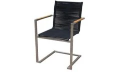 OUTFLEXX Freischwinger, Silber/schwarz, Edelstahl/Rope, FSC-Teakholz Armlehnen, 53 X 57 X 87 Cm