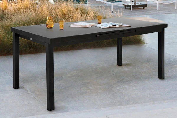 OUTFLEXX Premium Ausziehtisch, Anthrazit/grau, Alu/Glas, 180/240x100cm, Automatischer Ausziehmechanismus 1 OUTFLEXX Premium Ausziehtisch, Anthrazit/grau, Alu/Glas, 180/240x100cm, Automatischer Ausziehmechanismus