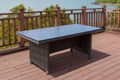 OUTFLEXX Esstisch, Grau, Polyrattan, 200 X 95 Cm, Tischplatte Spraystone, 6mm, Aufliegend