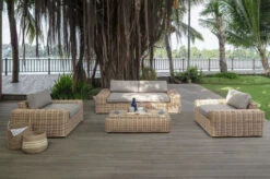 OUTFLEXX Loungegruppe, Natur Meliert/sand, Polyrattan, Für 4 Personen, Inkl. Polster