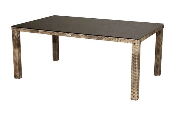 Ploß Rabida Comfort Dining Tisch, Champagner-meliert, Polyrattan, 180x110 Cm, Glasplatte In Steinoptik 1 Ploß Rabida Comfort Dining Tisch, Champagner-meliert, Polyrattan, 180x110 Cm, Glasplatte In Steinoptik