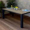 OUTFLEXX Oxford Esstisch, Dark Grey/natur, Alu/recycled FSC®-Teak, 220x100x76cm, Rustikal Gebürstet