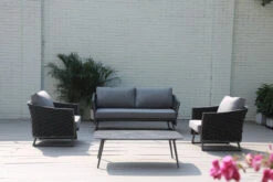 OUTFLEXX Oranger Blossom Lounge-Set, Anthrazit, Alu/XL Rope, 4-teilig, Inkl. Sitz- Und Rückenkissen, Tisch 120 X 70 X 42 Cm