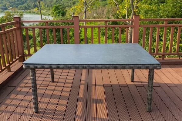 OUTFLEXX Dining Tisch, Grau, Polyrattan, 180 X 120 Cm, Tischplatte Spraystone, 8mm 1 OUTFLEXX Dining Tisch, Grau, Polyrattan, 180 X 120 Cm, Tischplatte Spraystone, 8mm