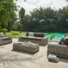 OUTFLEXX Loungemöbel, White Faded Grey, Polyrattan, 4 Personen, Inkl. Tisch 70 X 130 Cm Und Polster Aus Olefin In Anthrazit