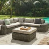 OUTFLEXX Ecklounge, Two Tone Grey, Polyrattan, 6 Personen, Inkl. Tisch/Hocker 90 X 90 Cm Und Polster In Grau
