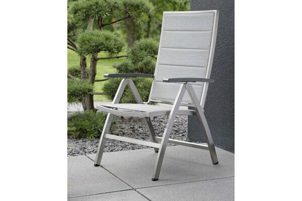 STERN Cardiff Klappsessel, Silber Gepolstert, Edelstahl/Textil/Aluminiumarmlehnen, 69x60x110 Cm, Rückenlehne Verstellbar, Klappbar 2 STERN Cardiff Klappsessel, Silber Gepolstert, Edelstahl/Textil/Aluminiumarmlehnen, 69x60x110 Cm, Rückenlehne Verstellbar, Klappbar – Bild 2