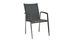 STERN New Top Stapelsessel, Silber/karbon, Edelstahl/Textil/Aluminiumarmlehnen, 63x57x90 Cm, Stapelbar