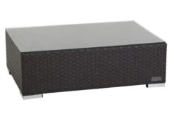 OUTFLEXX Kaffeetisch, Braun, Polyrattan, 95x65cm, Inkl. Glasplatte