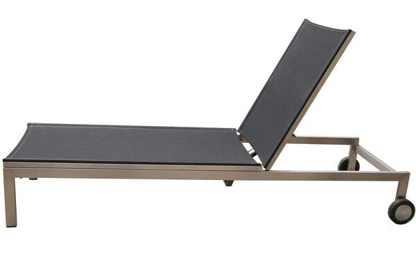 OUTFLEXX Rollliege, Schwarz, Edelstahl/Textilene, Verstellbare Rückenlehne, 212x71x36cm 1 OUTFLEXX Rollliege, Schwarz, Edelstahl/Textilene, Verstellbare Rückenlehne, 212x71x36cm