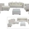 OUTFLEXX Loungemöbel-Set, Weiß, Polyrattan, Für 6 Personen, Inkl. Kaffeetisch, Wasserfeste Kissenbox