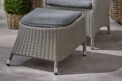 Ploß Vigo Fußhocker, Stahlgrau-meliert, Polyrattan, 56x54x40cm, Inkl. Polster